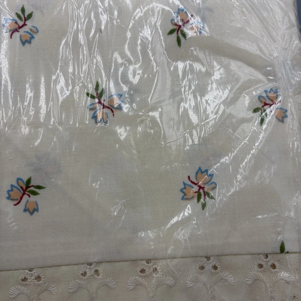 Vtg St Marys Luxury Percale Courtship Lace Double Set Sheet 4 Pc Floral Design